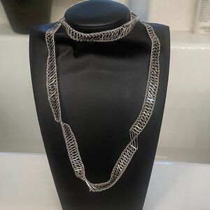 Chic Silver Diamond cut Necklace and Bracelet Set